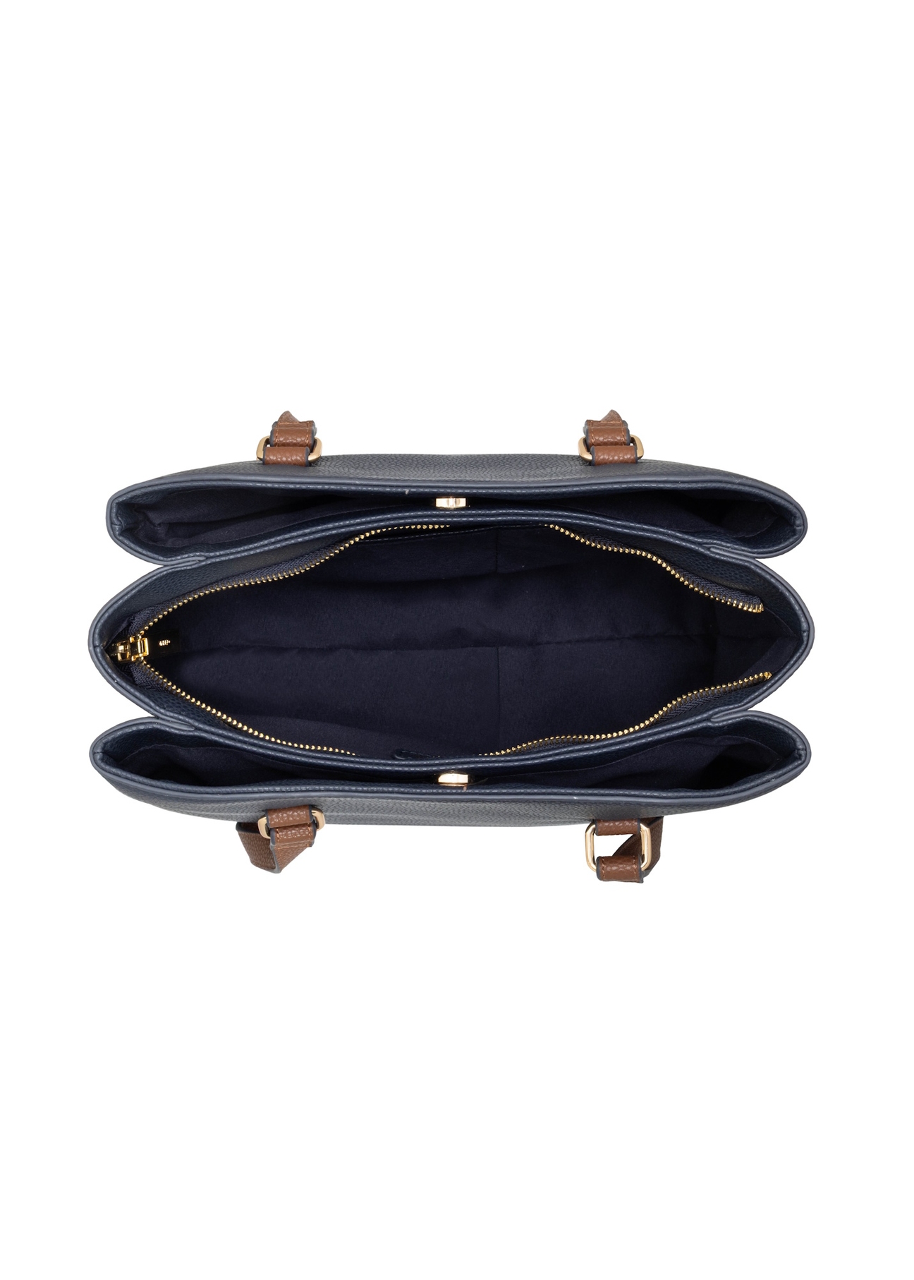 Navy blue women's shopper bag TOREC-1260-7E(Z26), product view inside on a light background.