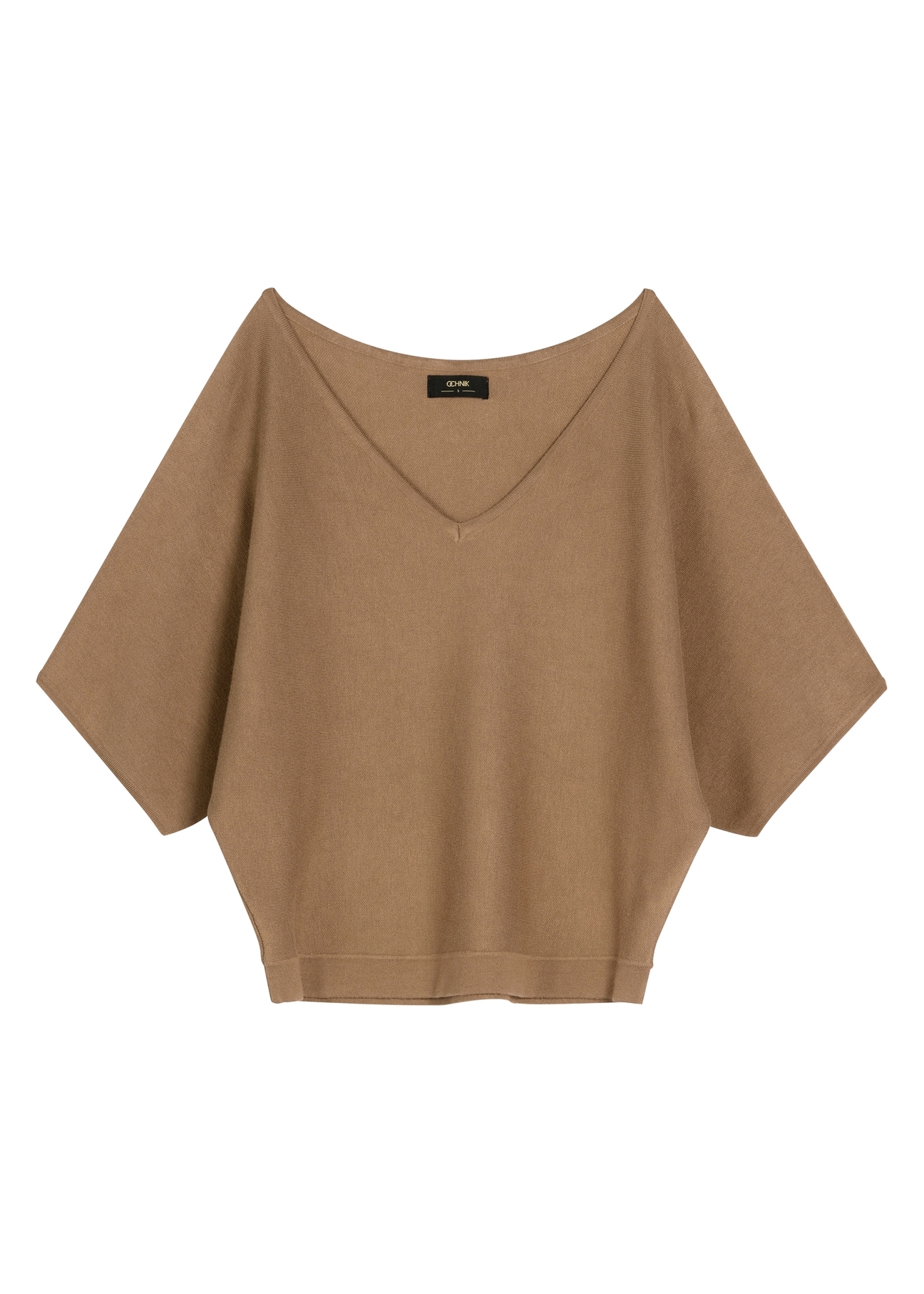 Camel women's blouse BLUDT-0201-1D(W26), product view from the front on a white background.