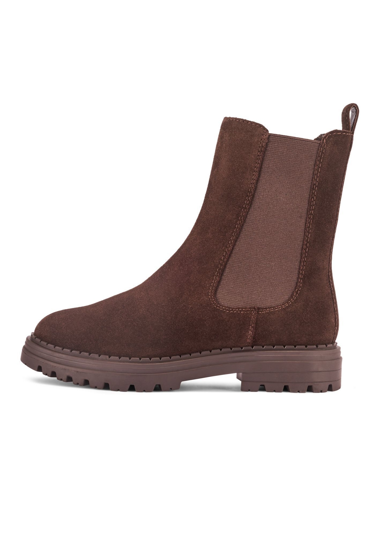 Women's brown suede Chelsea boots BUTYD-1010-1I(Z26) - side view of the product on a white background.