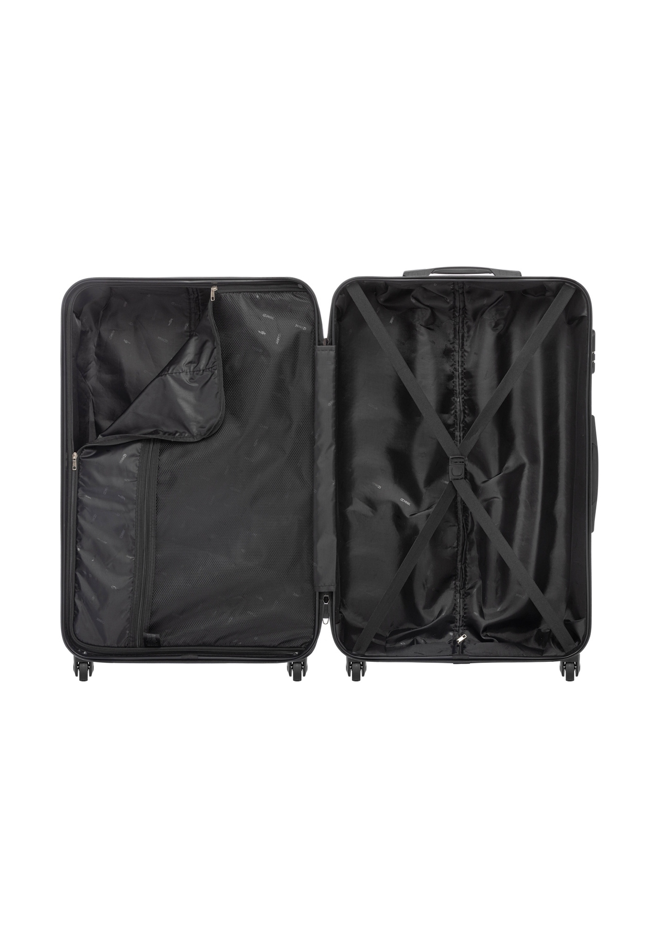 Large suitcase on wheels WALAB-0067-9B-28(W26), product view inside on white background.