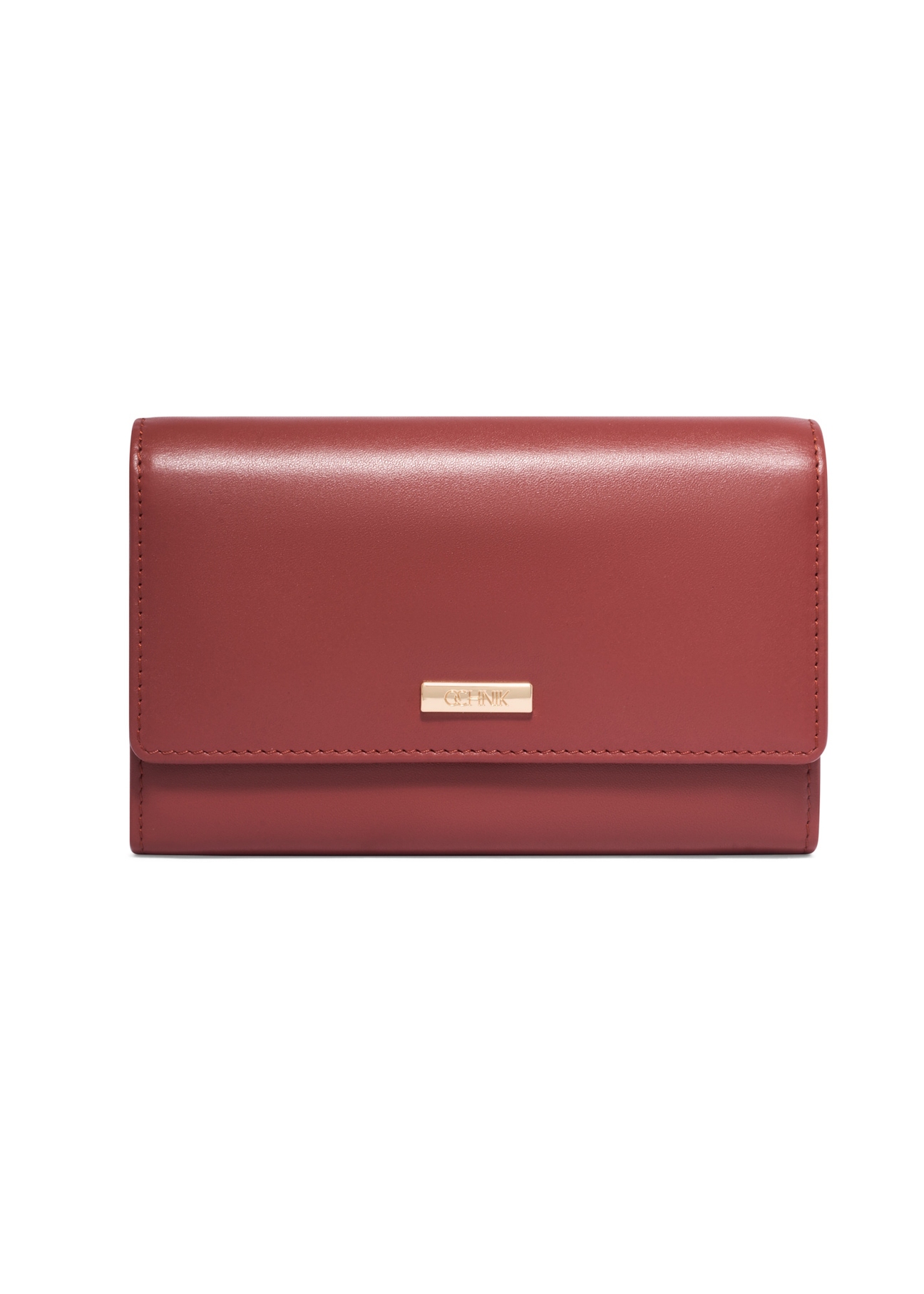 Red large leather women's wallet PORES-1024-3D(Z26), front product view on white background.