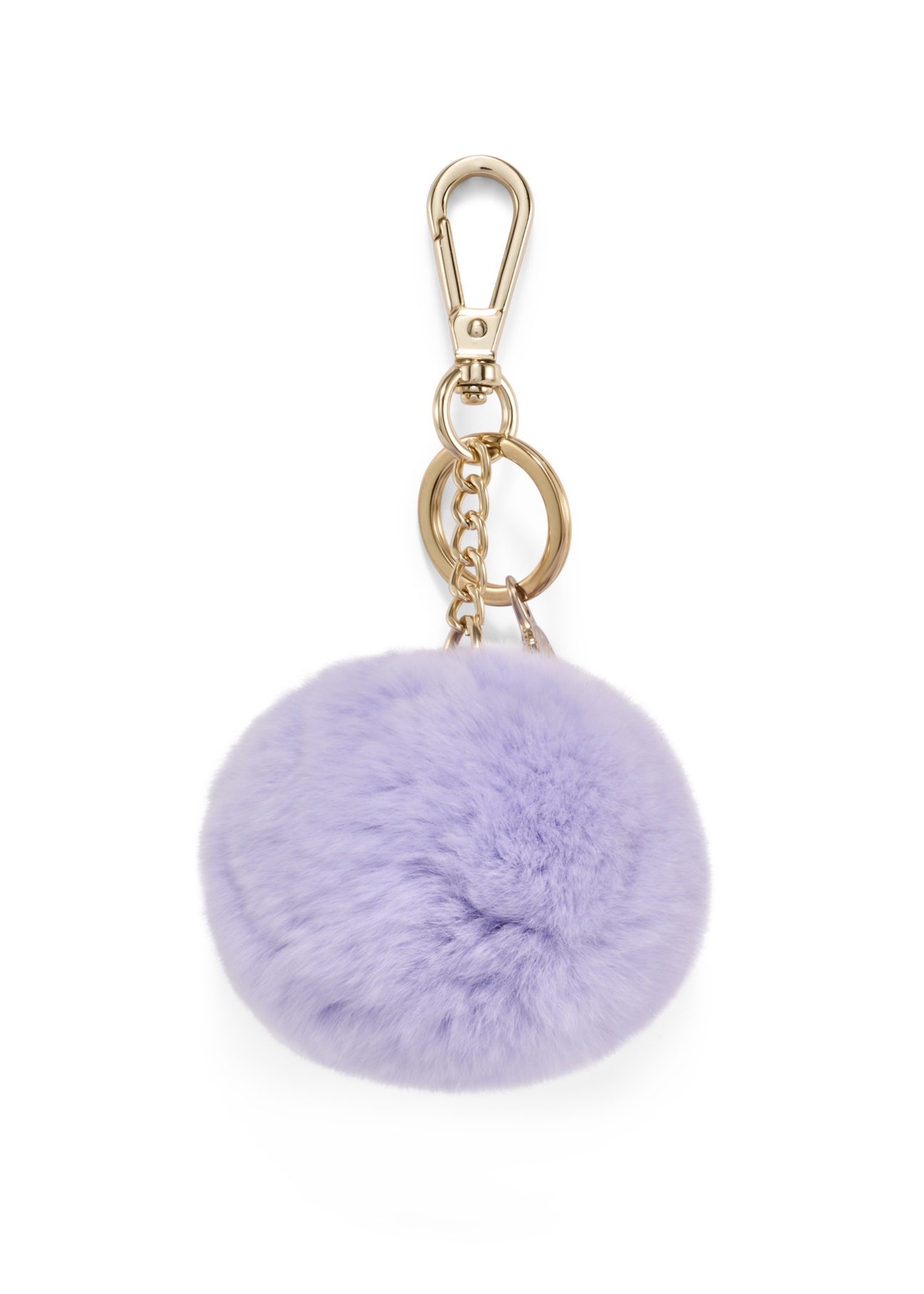 Lilac pompom keychain BRELOK-117A-6A(Z26), front product view on white background.