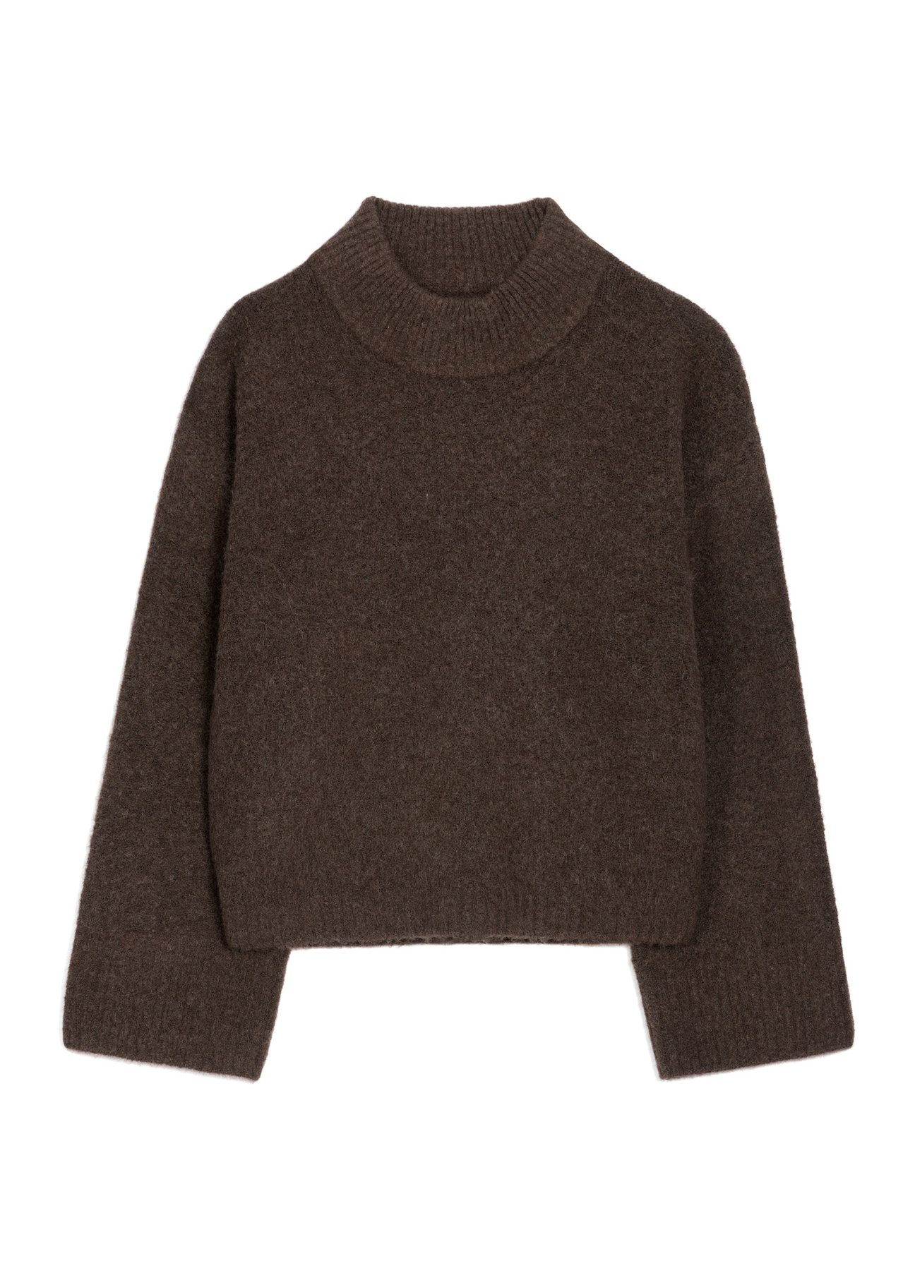 Dark brown oversize women's sweater SWEDT-0270-1I(Z26), front product view on white background.