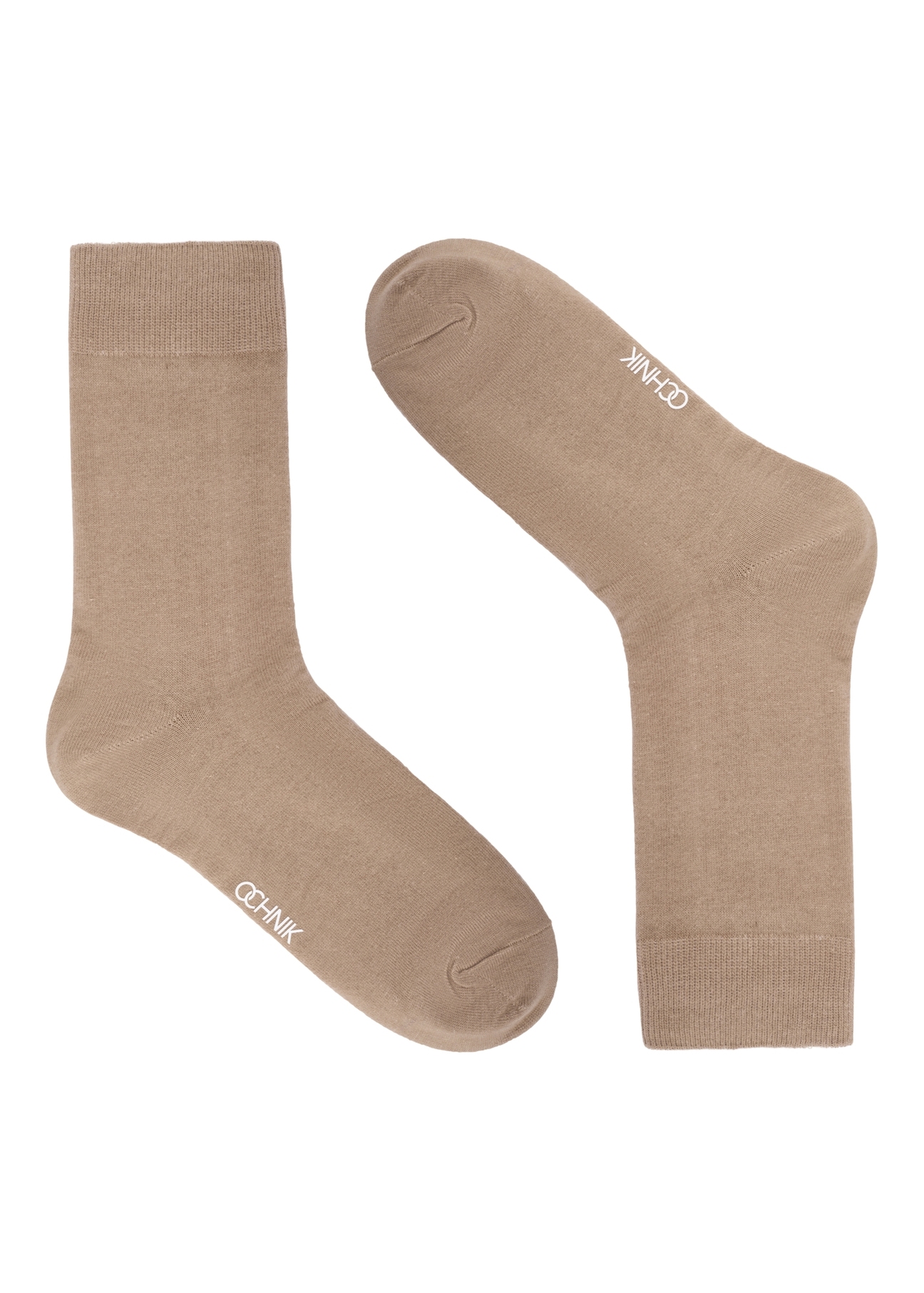 Beige cotton men's socks SKAMT-0207-1B(Z26), product view from the front on a white background.