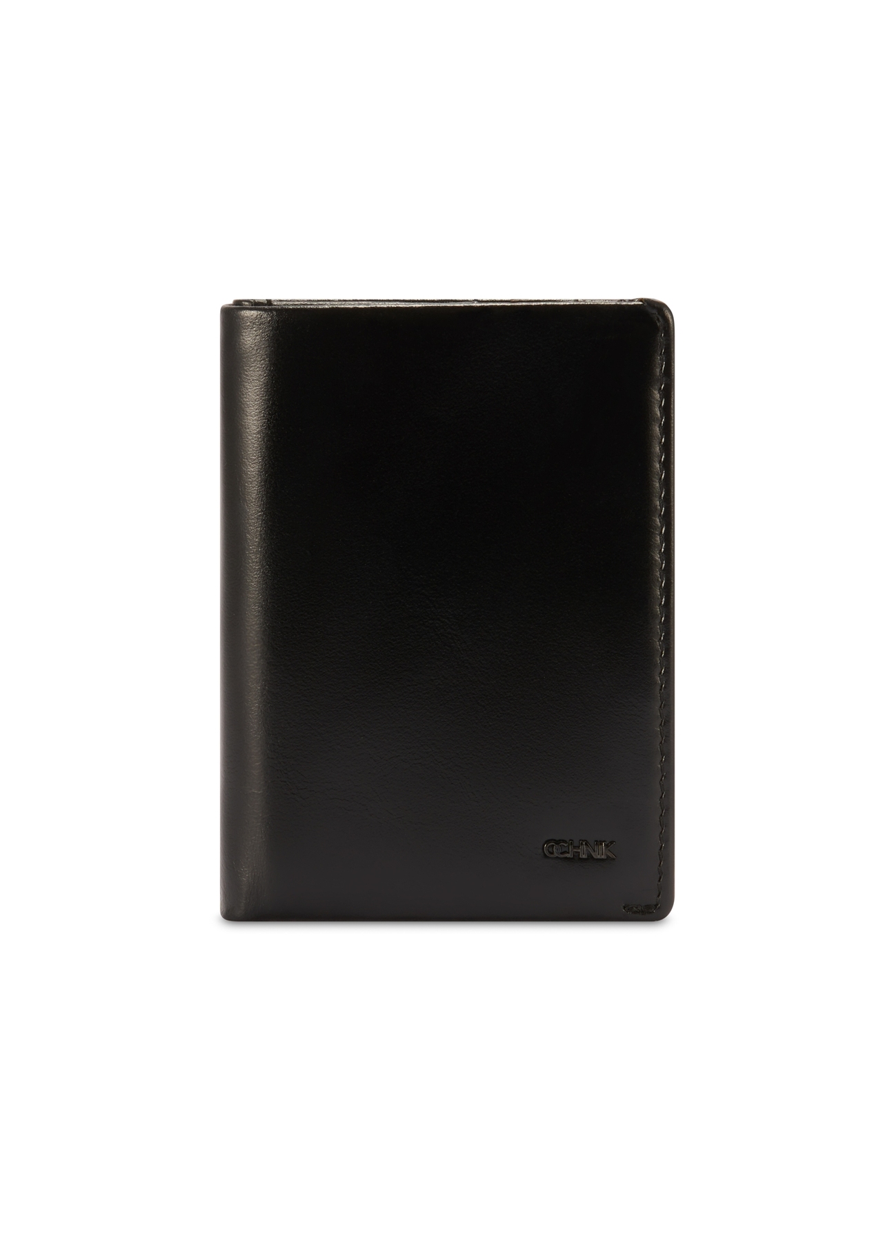 Black small leather men's wallet PORMS-0664-99(Z25), product view from the front on a white background.