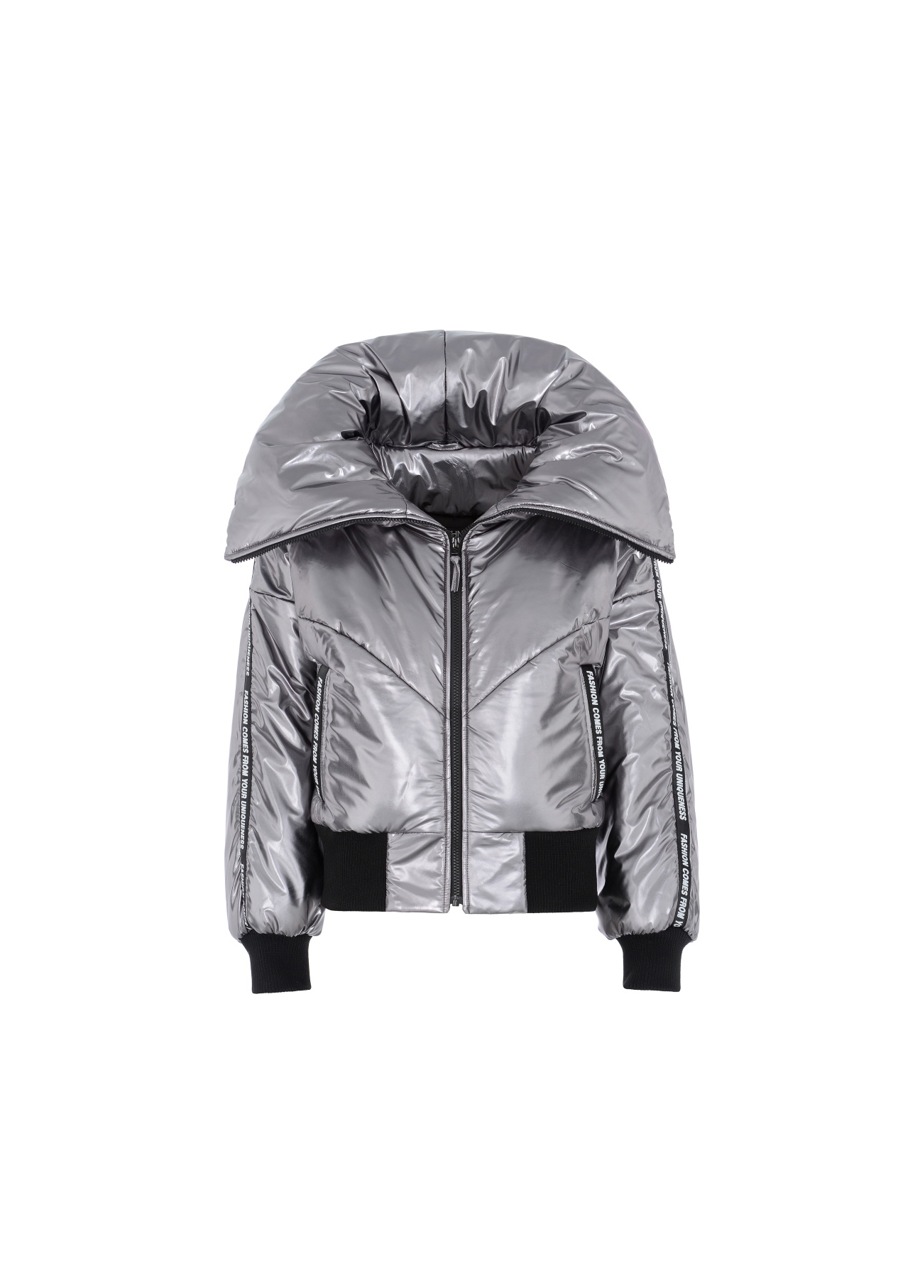 Women's silver insulated jacket KURDT-0181-92(Z19)-02