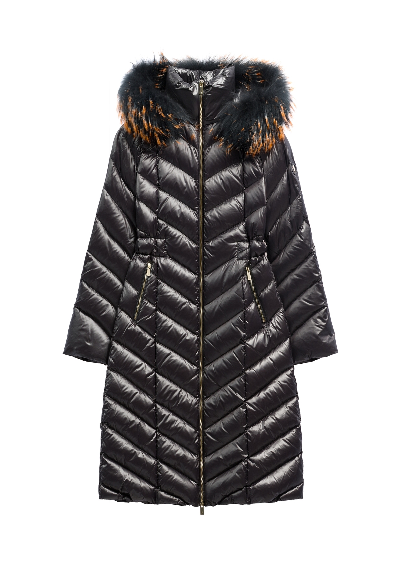 Women's jacket with raccoon fur KURDT-0712-99(Z26), front product view on a light background.