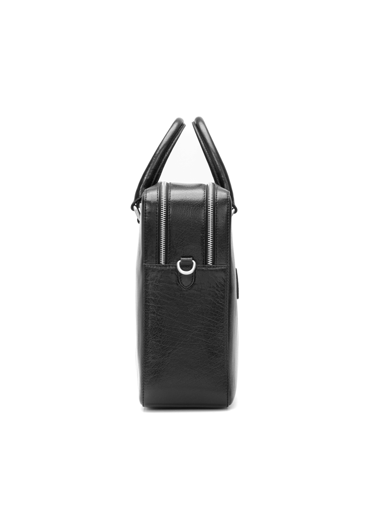 Black leather men's briefcase TORMS-0507-99(W26) - side view of the product, on a white background.