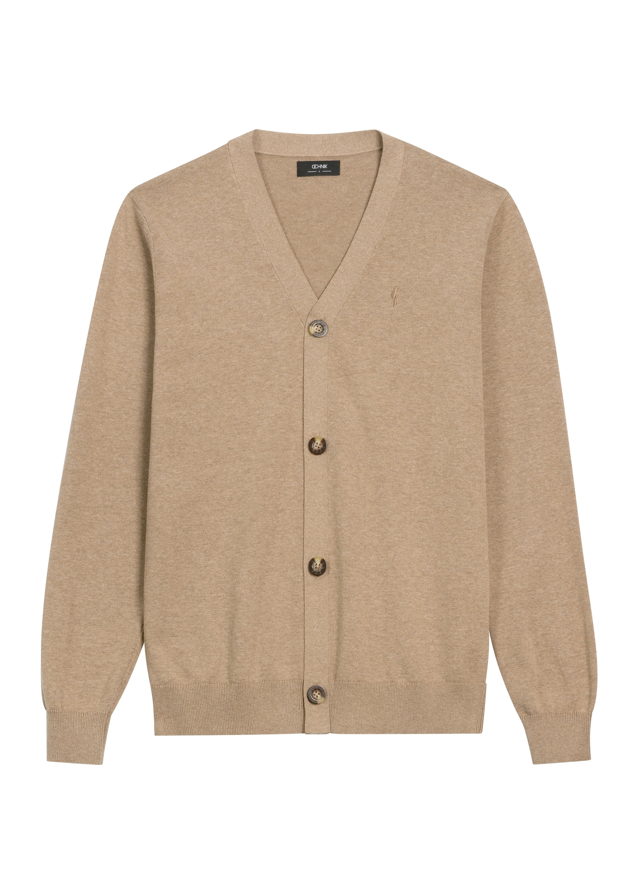 Men's cotton cardigan in camel color KARMT-0003A-1D(Z26)
