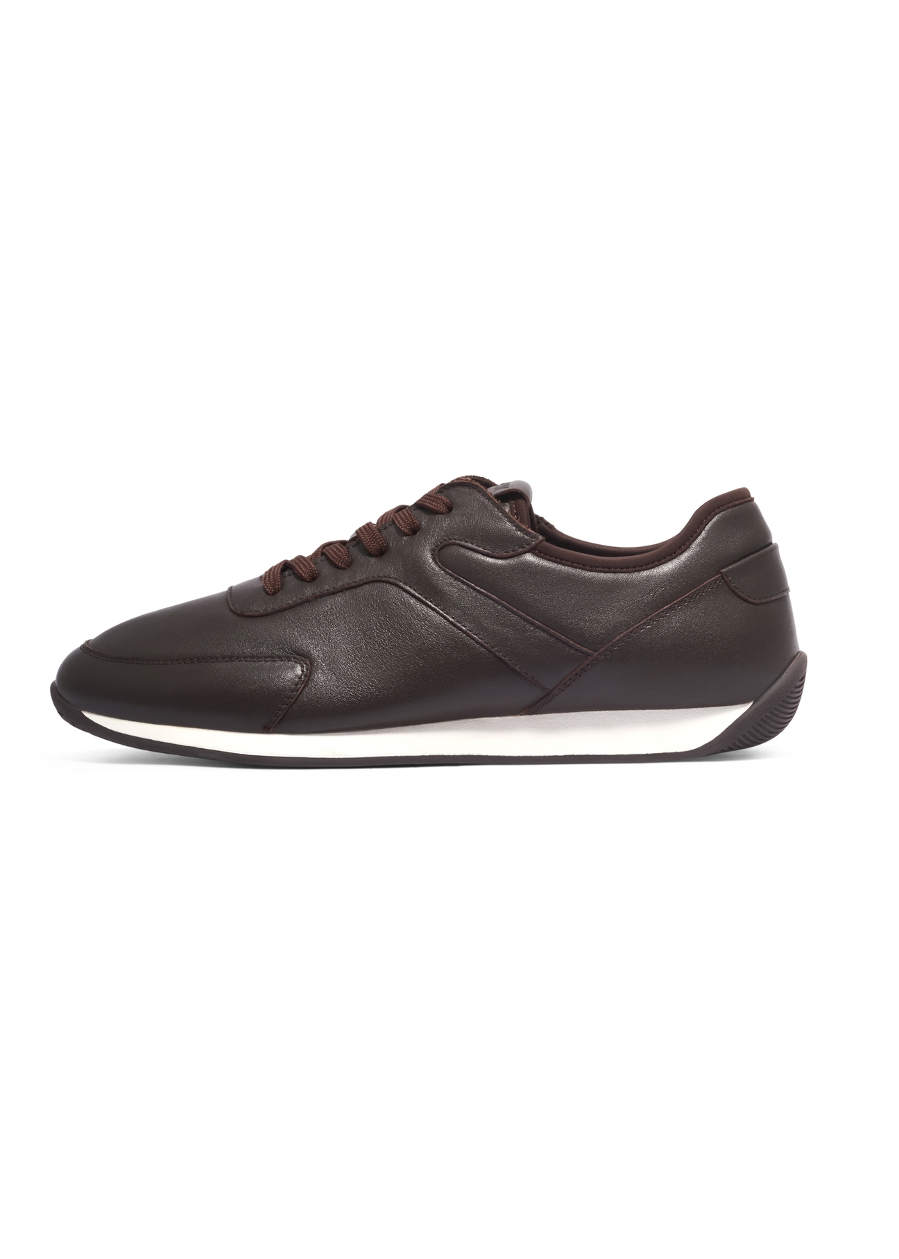 Brown leather men's sports shoes BUTYM-0566-1I(Z26), side view of the product on a light background.