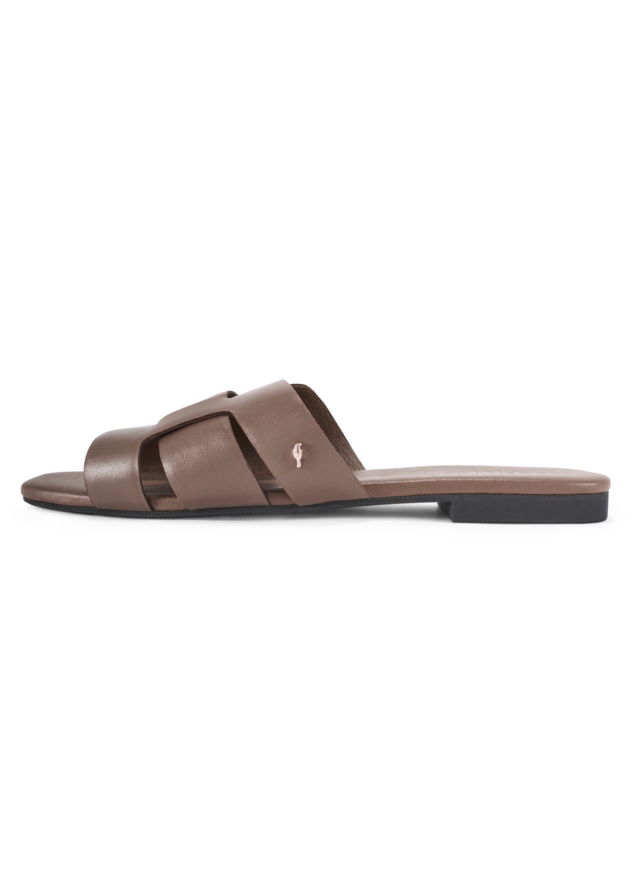 Women's flip-flops with braid in cool brown color BUTYD-0904D-1K(W26), side view of the product on a white background.