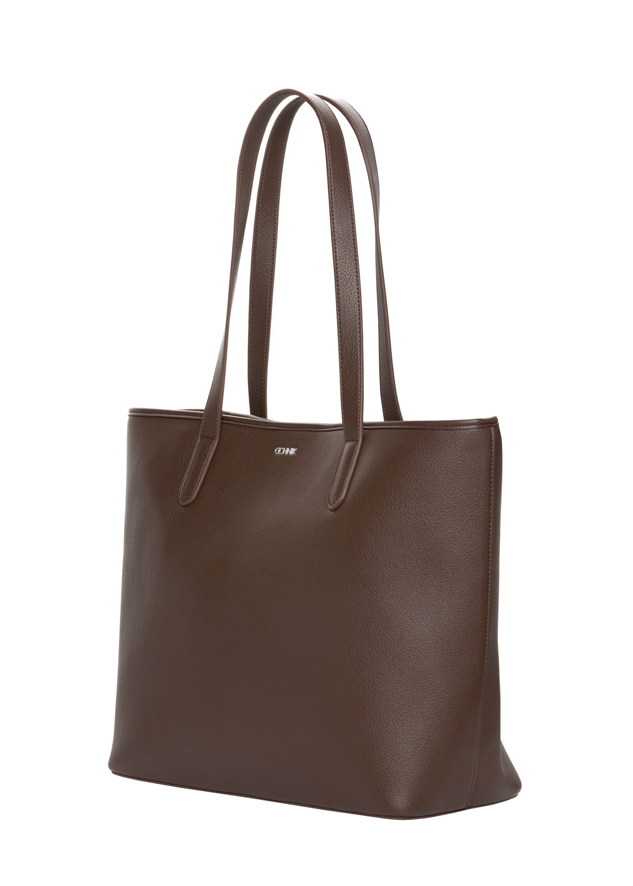 Women's brown shopper bag TOREC-0816-1H(Z26), diagonal product view on a white background.