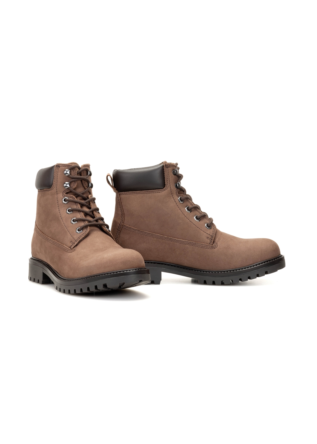 Brown leather lace-up men's ankle boots BUTYM-0514-89(Z25)