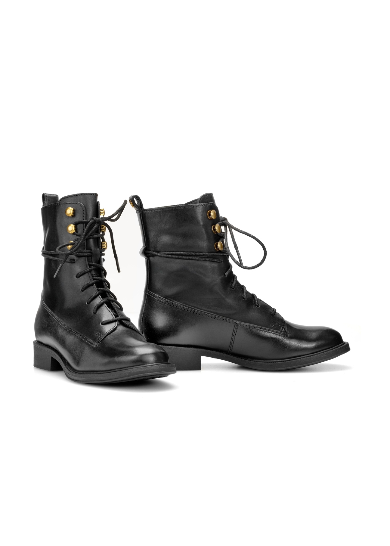 Black leather women's ankle boots BUTYD-1202-99(Z25)