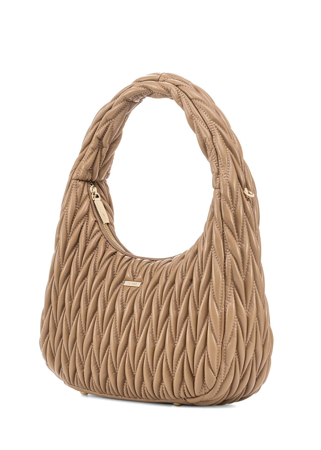 Beige women's shoulder bag TOREC-1101-24(Z25), diagonal product view on a white background.
