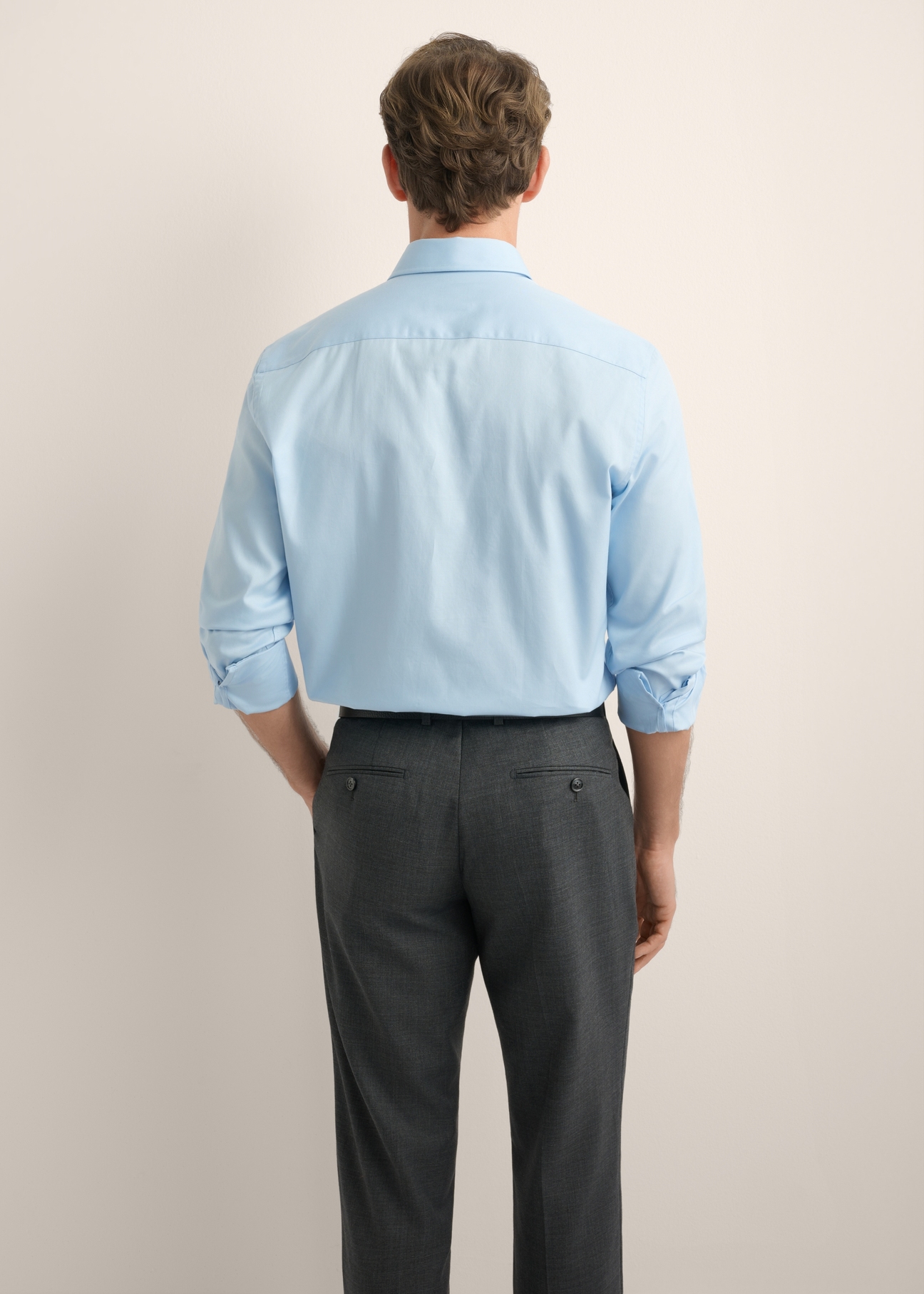 Light blue men's slim shirt KOSMT-0351A-7A(Z26)
