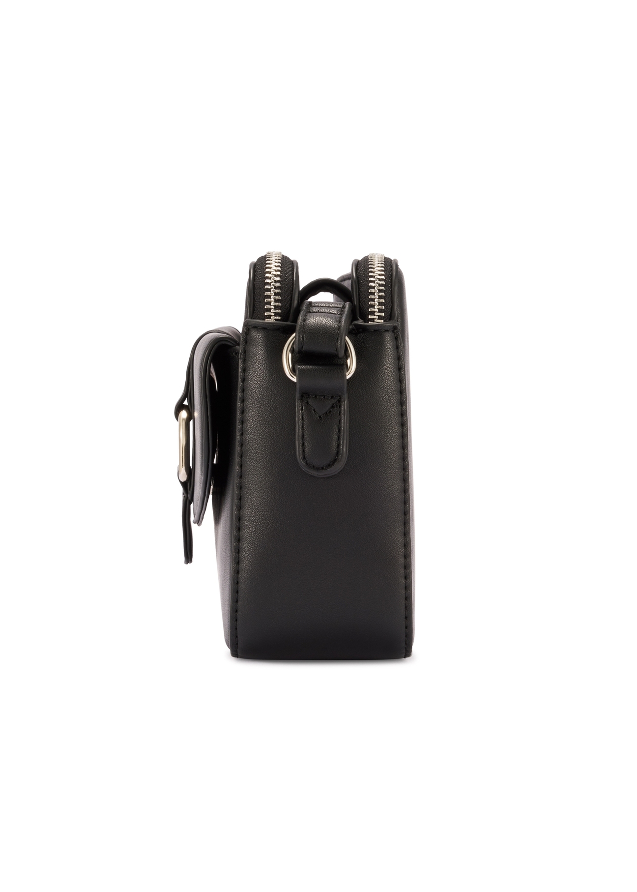 Black small women's handbag TOREC-1175-99(W26) - side view of the product, on a white background.