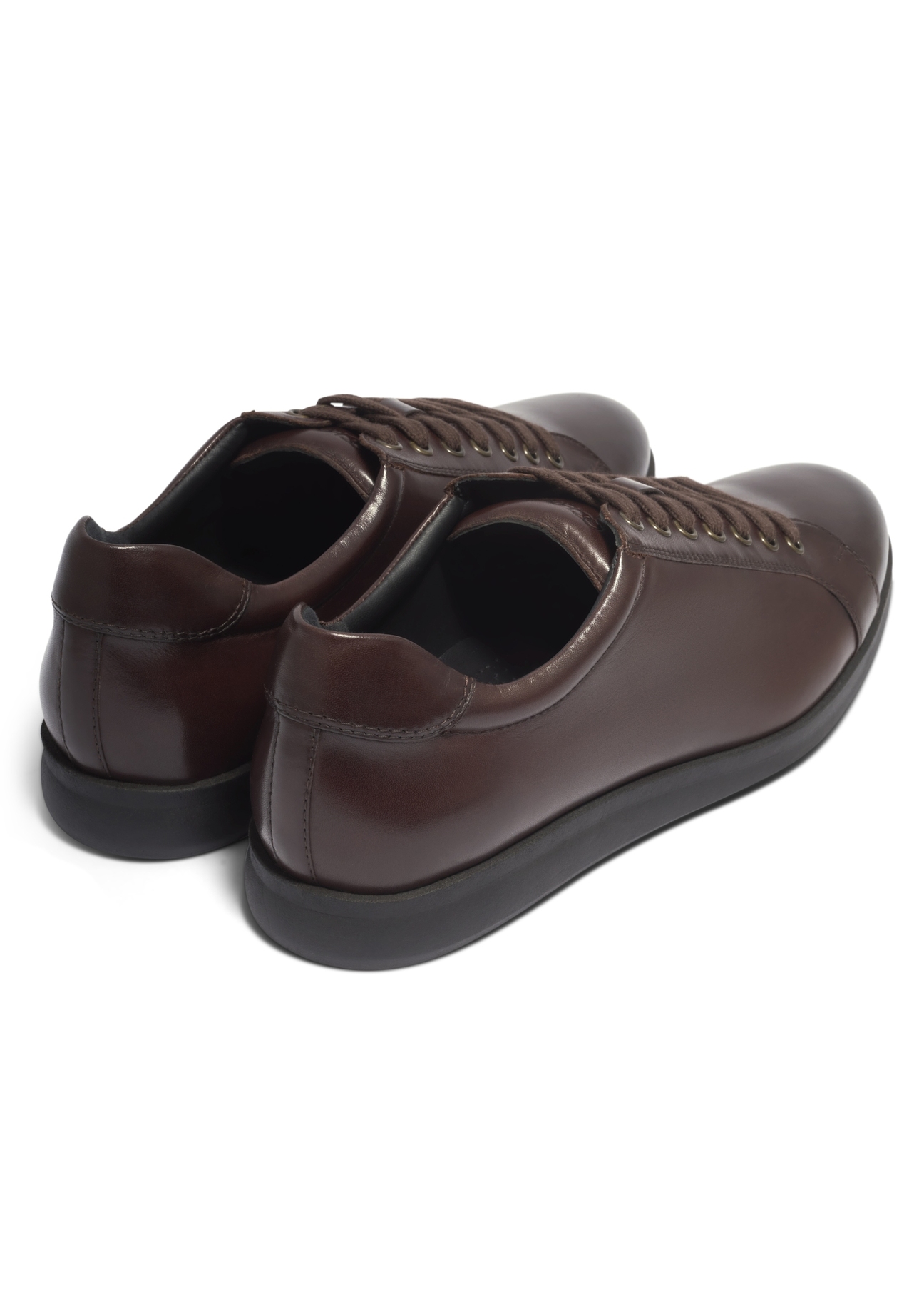 Brown men's leather shoes BUTYM-0513-1H(Z26), product view from the back on a white background.