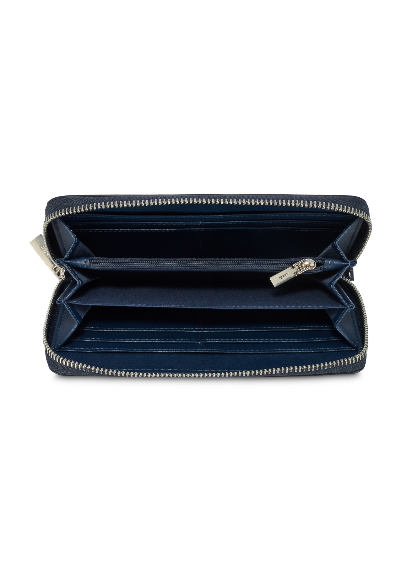 Large navy blue women's wallet POREC-0418-69(Z25), product view from the inside on a white background.