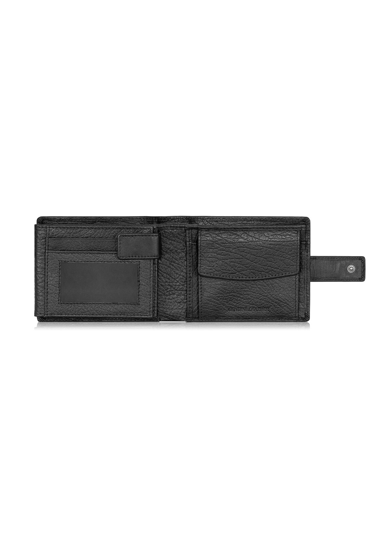 Men's leather wallet with snap closure PORMS-0536A-99(Z25) - top view of the open product on a white background.