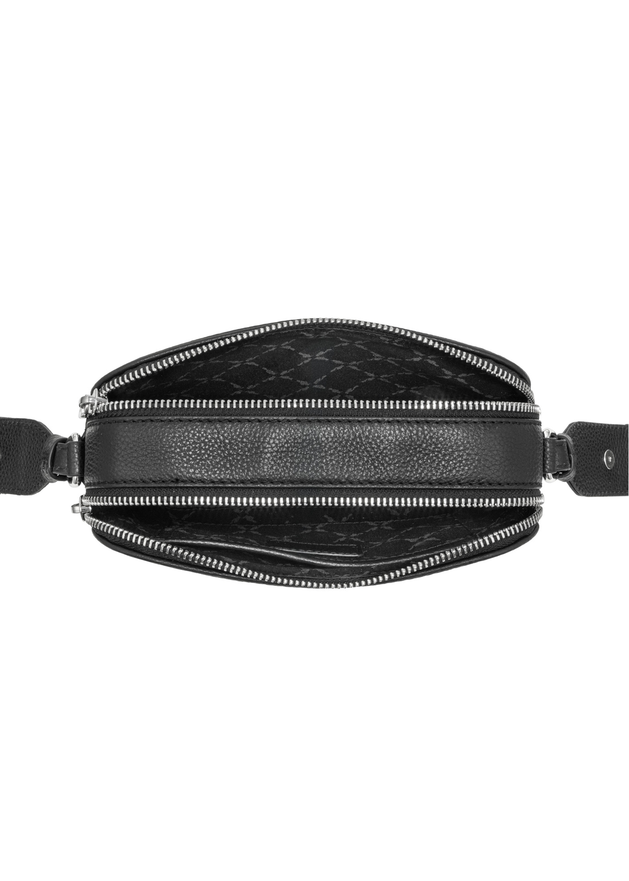 Black leather mini women's handbag TORES-1198-99(Z25), view of the inside of the product on a white background.