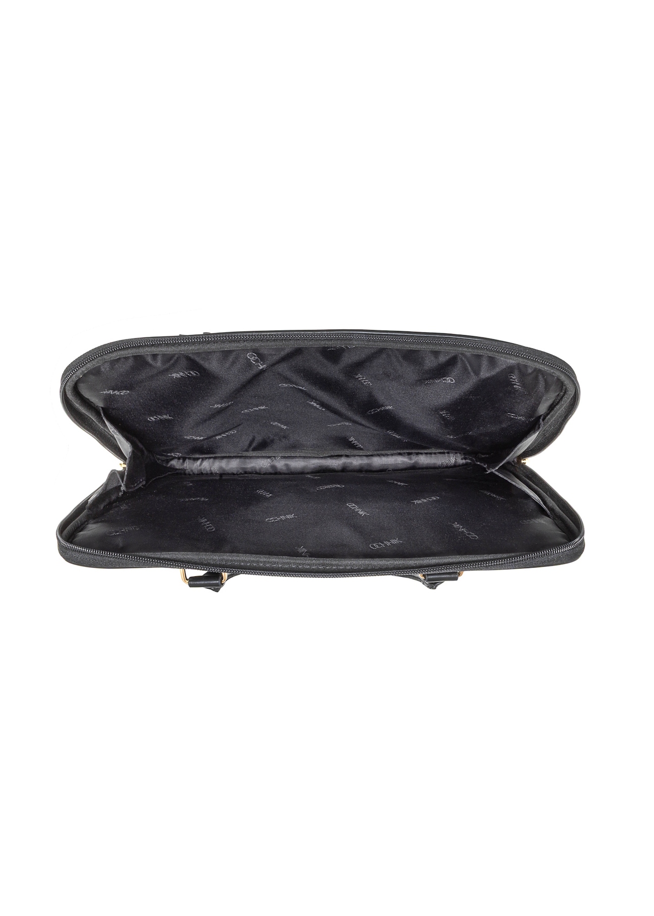 Black women's imitation leather briefcase TOREC-1106-99(Z25), view of the inside of the product on a white background.