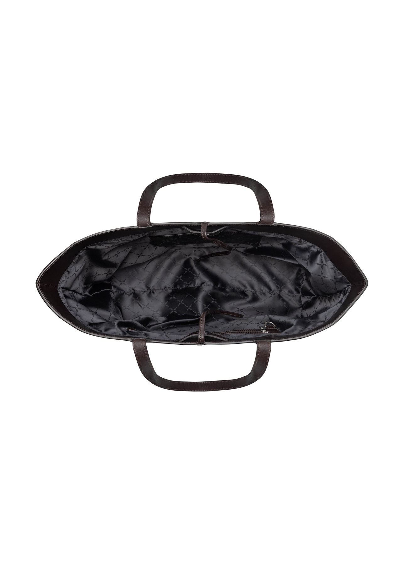 Brown large leather women's handbag TORES-1299-1H(W26), product view inside on white background.