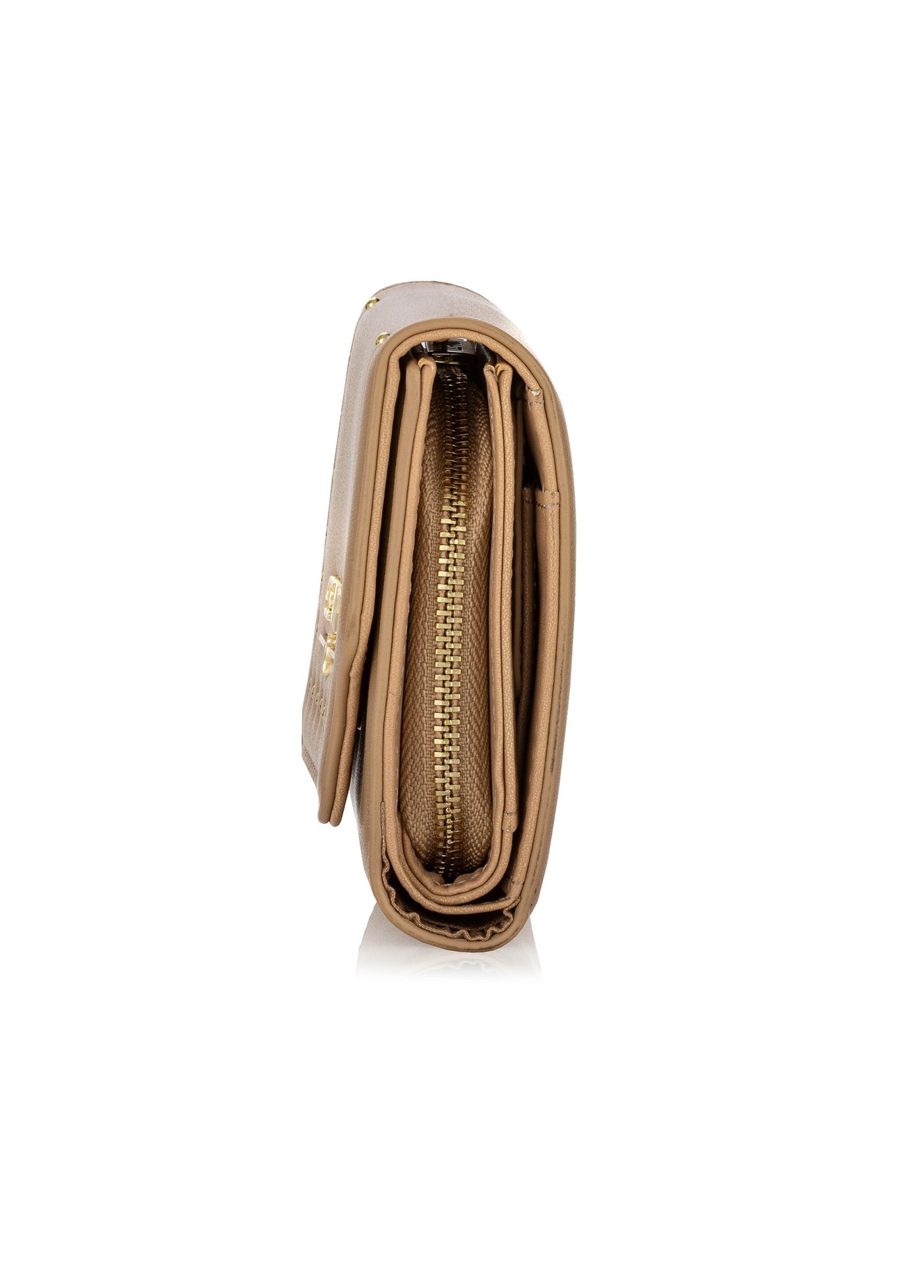 Beige women's wallet with rhinestones POREC-0379-82(W24)-03