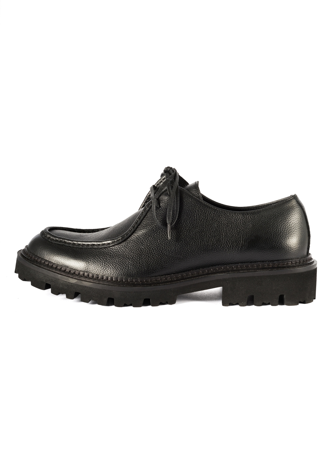 Black men's leather shoes BUTYM-0524-99(Z25), side view of the product on a white background.-02