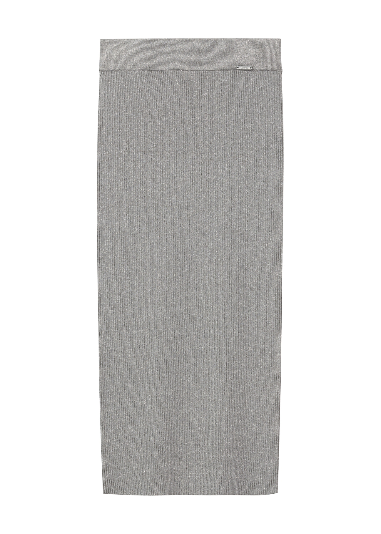 Silver ribbed women's skirt SPCDT-0113-91(Z25), product view from the front on a white background.