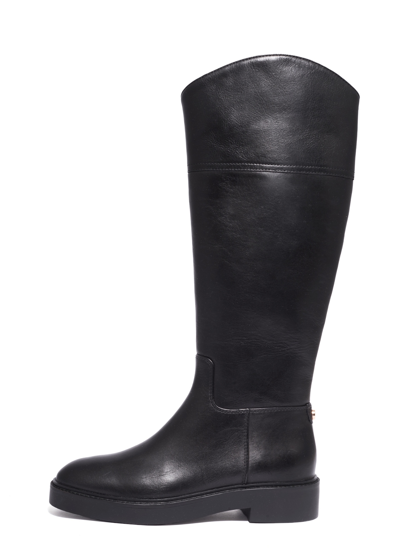 Black leather women's boots BUTYD-1288-99(Z26), side view of the product on a white background.