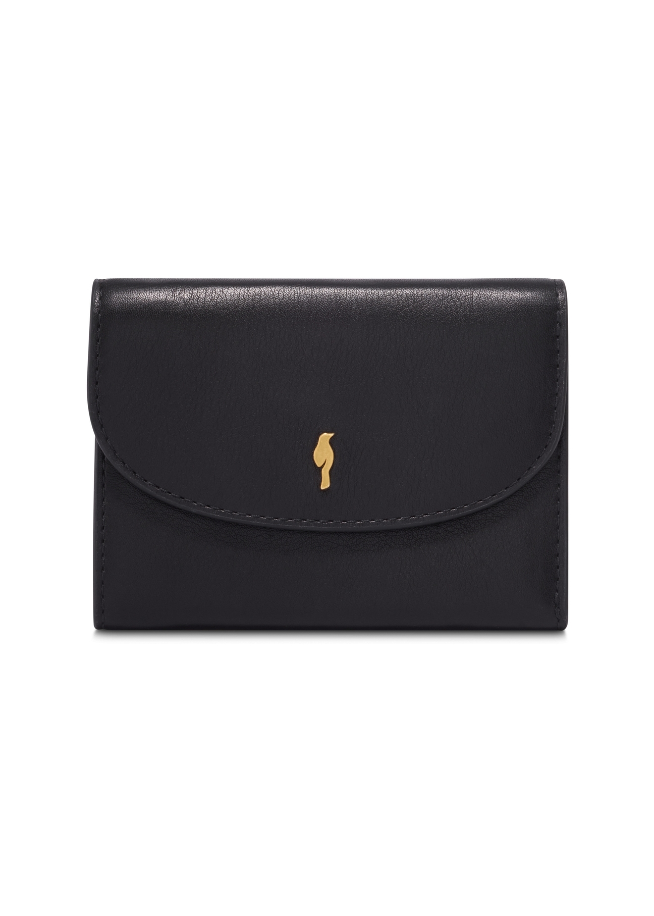 Black leather women's wallet PORES-0996-99(Z26), front product view on white background.