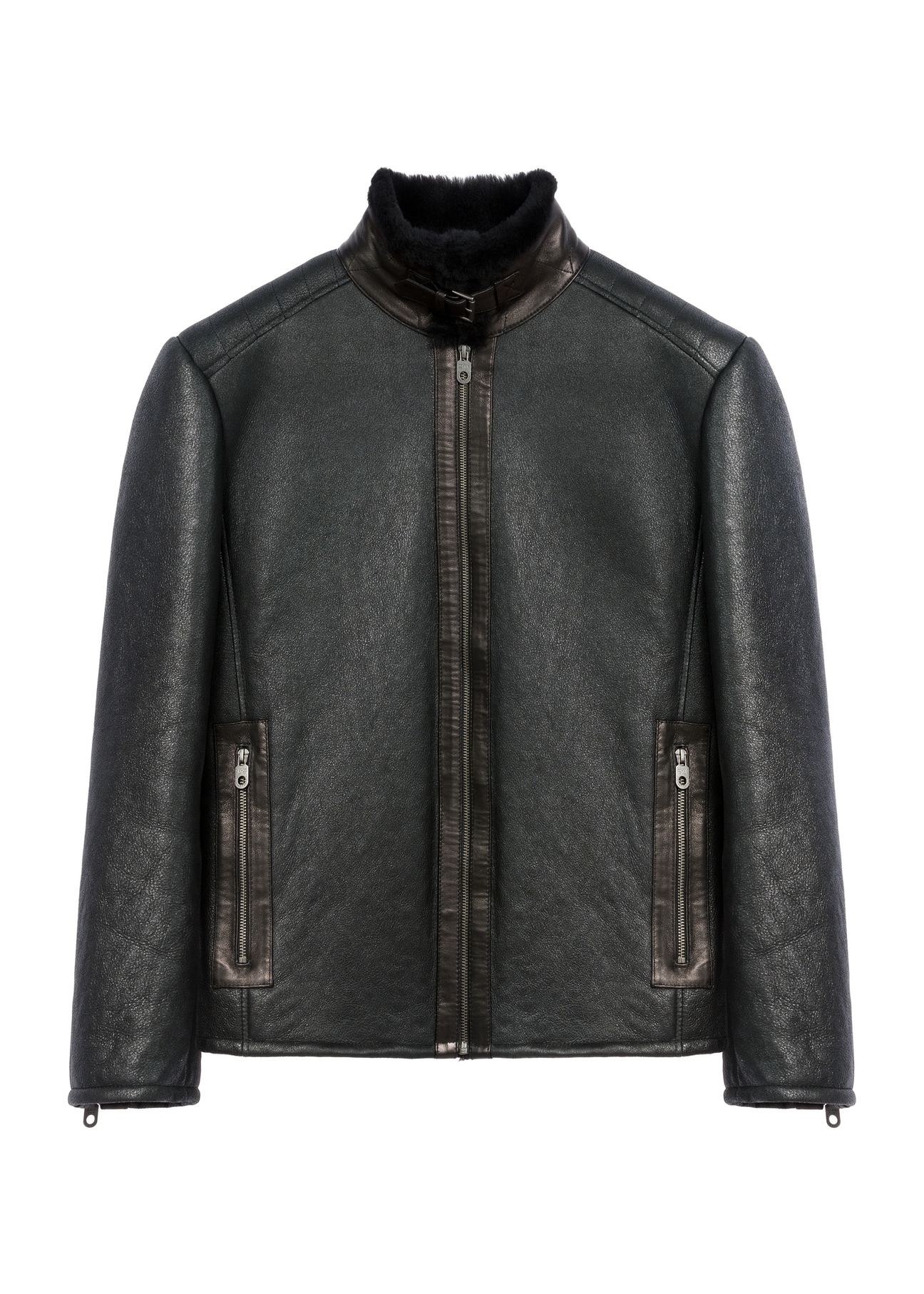 Men's sheepskin coat KOZMS-0001-1161(Z25), product view from the front on a white background.