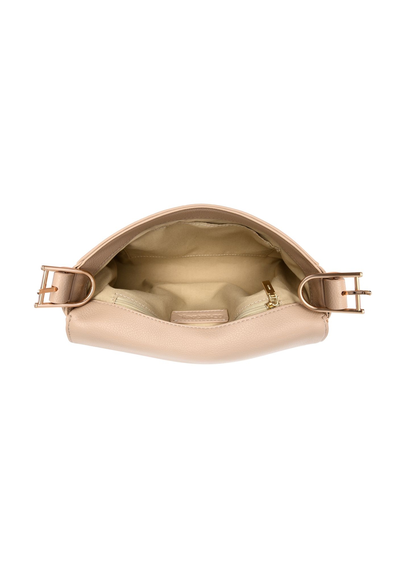 Beige women's messenger bag TOREC-1250-1B(Z26) - product view from above, on a white background.