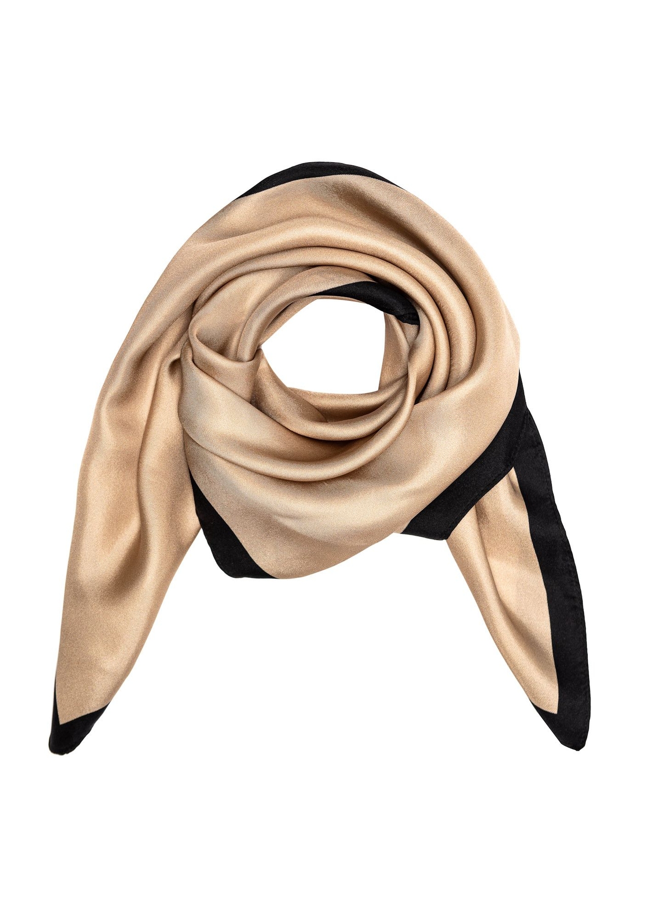 Light beige women's silk scarf SZADT-0188-1B(W26), front product view on white background.