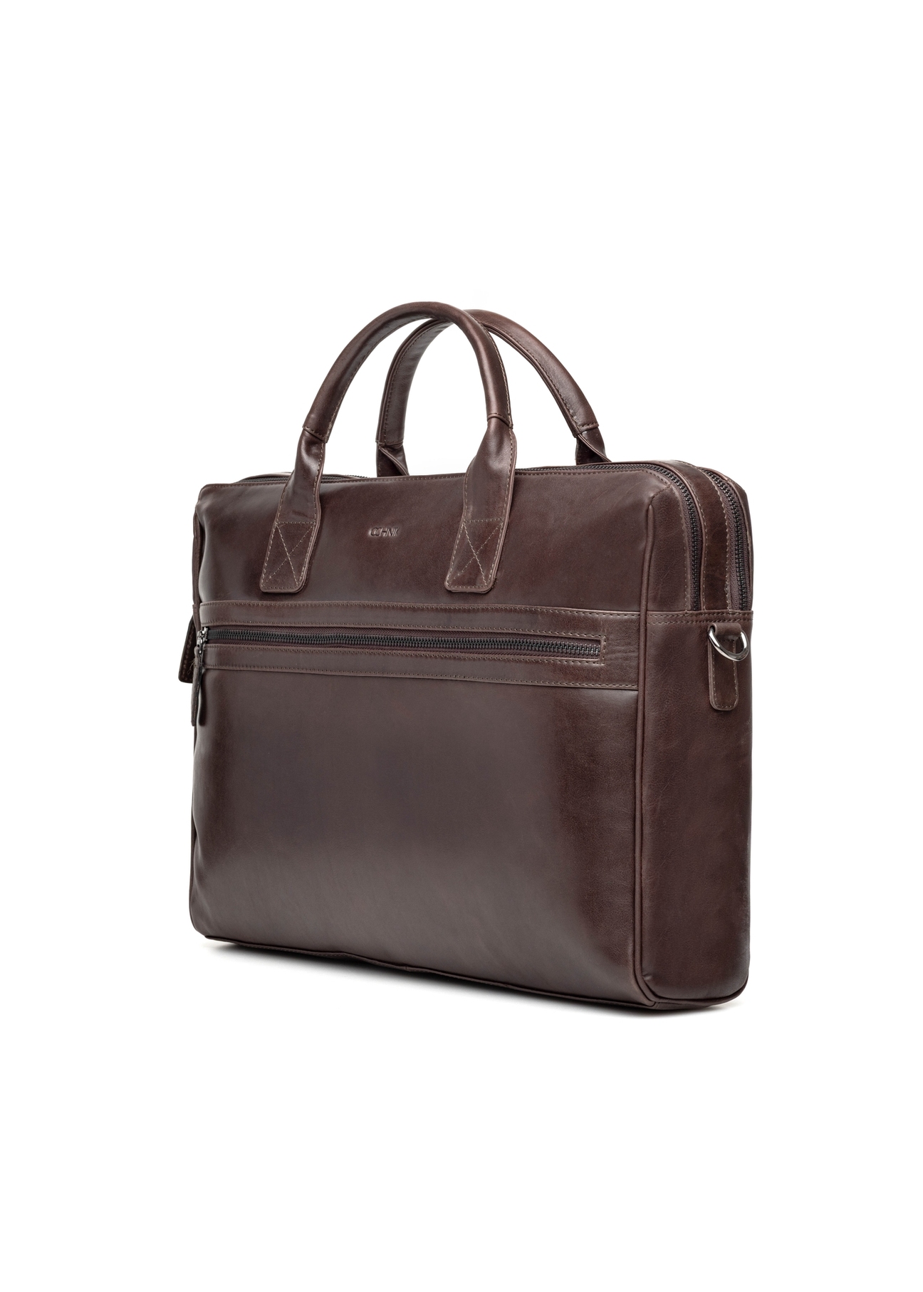 Brown leather men's bag TORMS-0460-89(Z25), diagonal product view on white background.
