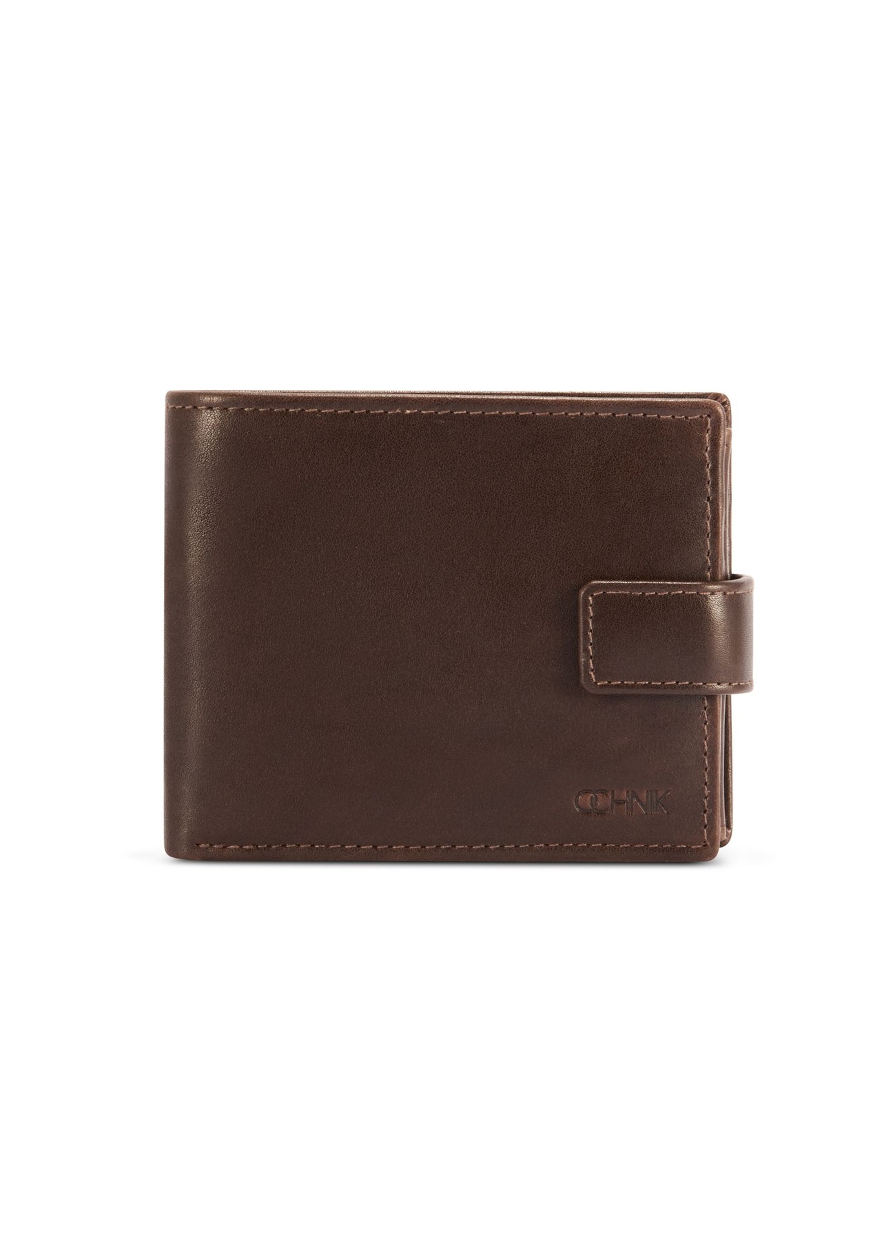 Men's brown leather wallet PORMS-0671-1H(Z26), front product view on white background.