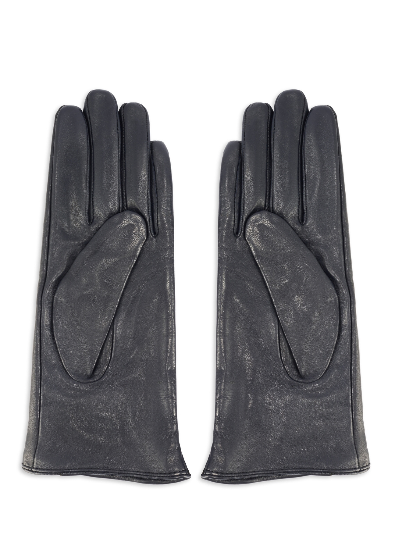 Women's leather gloves with zipper REKDS-0003A-69(Z25), product view from the back on a white background.