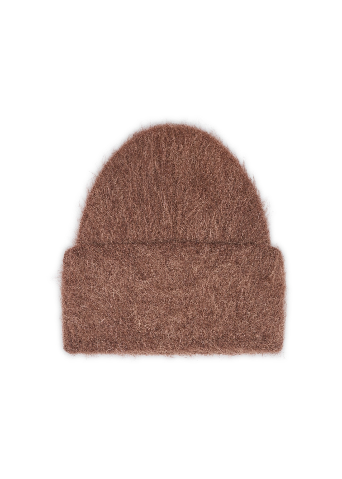 Brown women's alpaca wool hat CZADT-0212-1H(Z26), back view of the product on a white background.