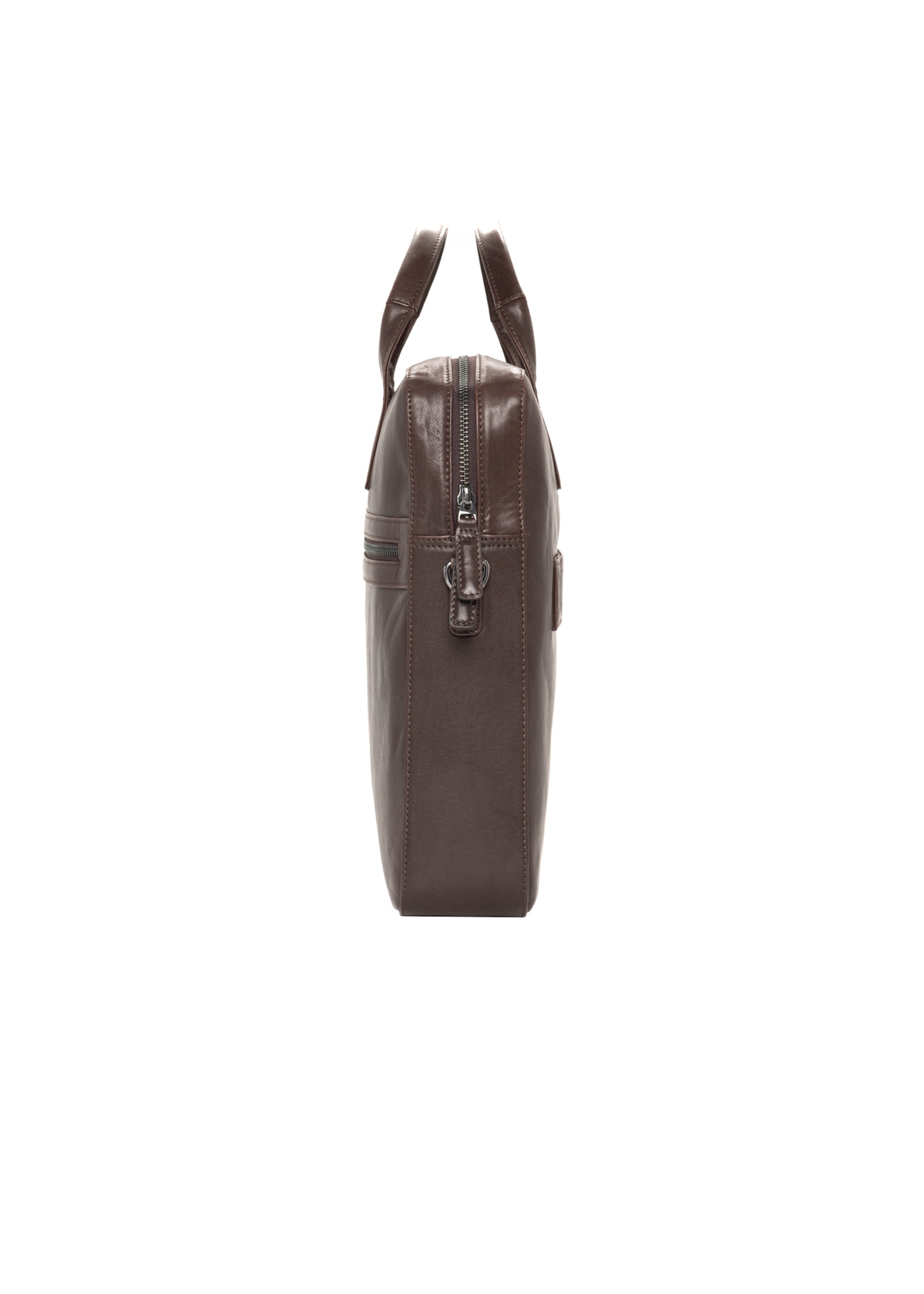 Brown leather men's bag TORMS-0459-1H(Z26), side product view on white background.