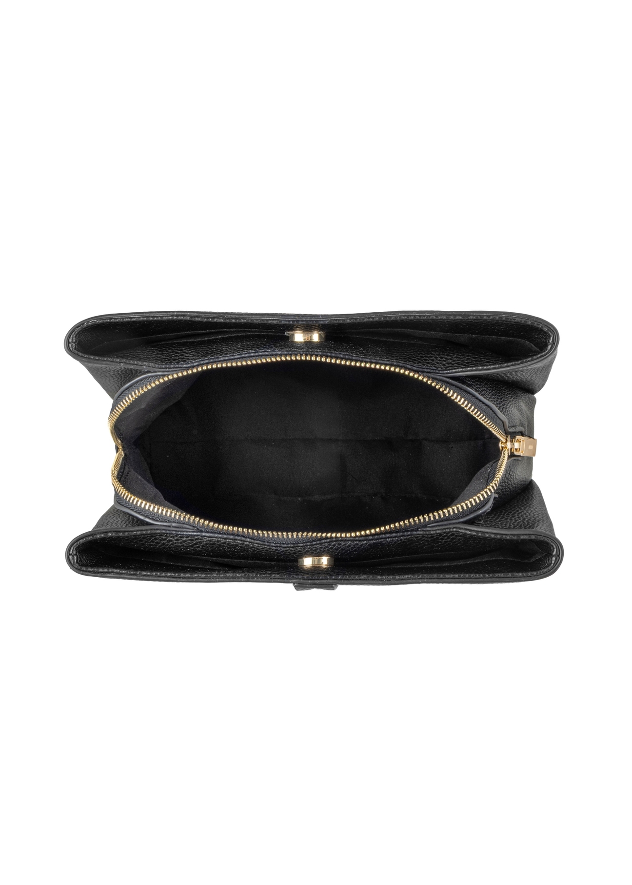Black women's handbag made of imitation leather TOREC-1261-9I(Z26), product view inside on white background.