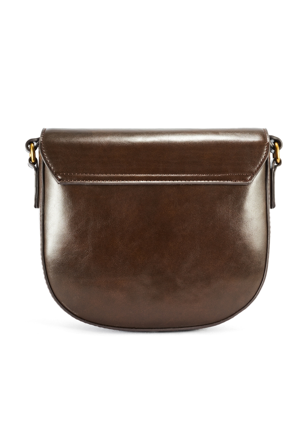 Brown women's shoulder bag TOREC-1048-89(Z25), product view from the back on a white background.