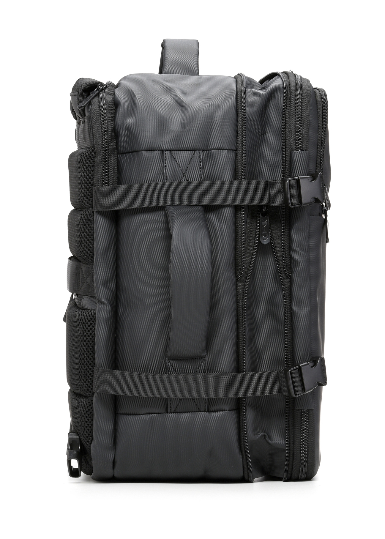 Black large men's backpack TORMN-0414-99(W26) - side view of the product, on a white background.