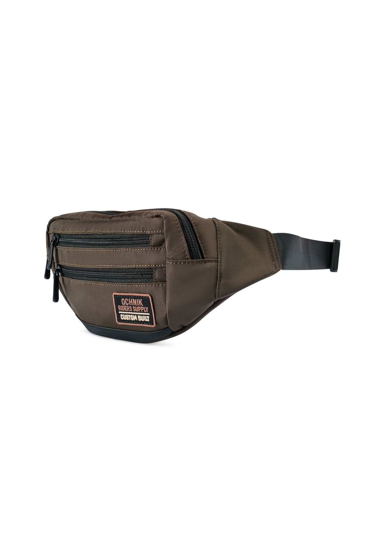 Men's khaki waist bag TORMN-0418-8D(W26) - diagonal product view, on a white background.