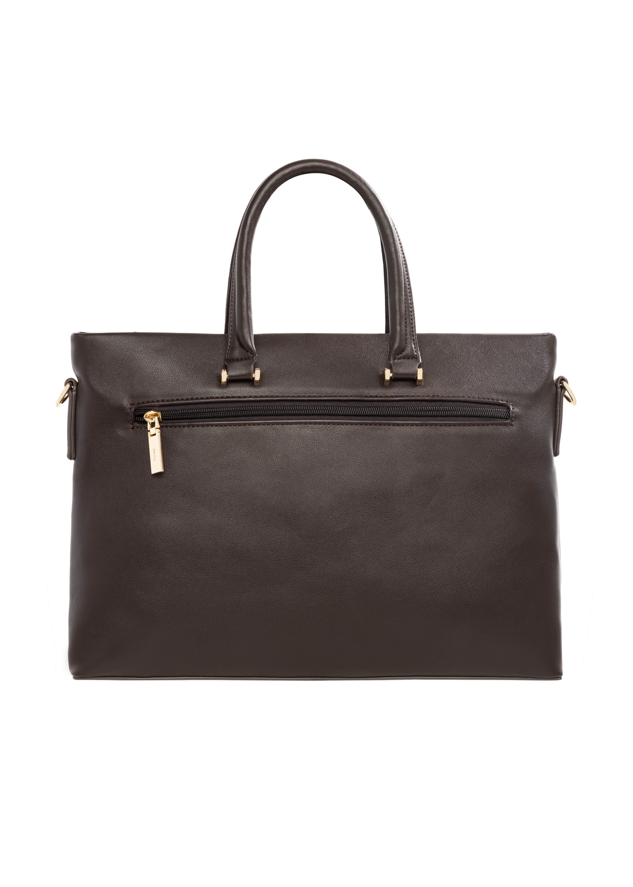 Brown women's briefcase TOREC-1372-1H(Z26) - product view from the back, on a white background.