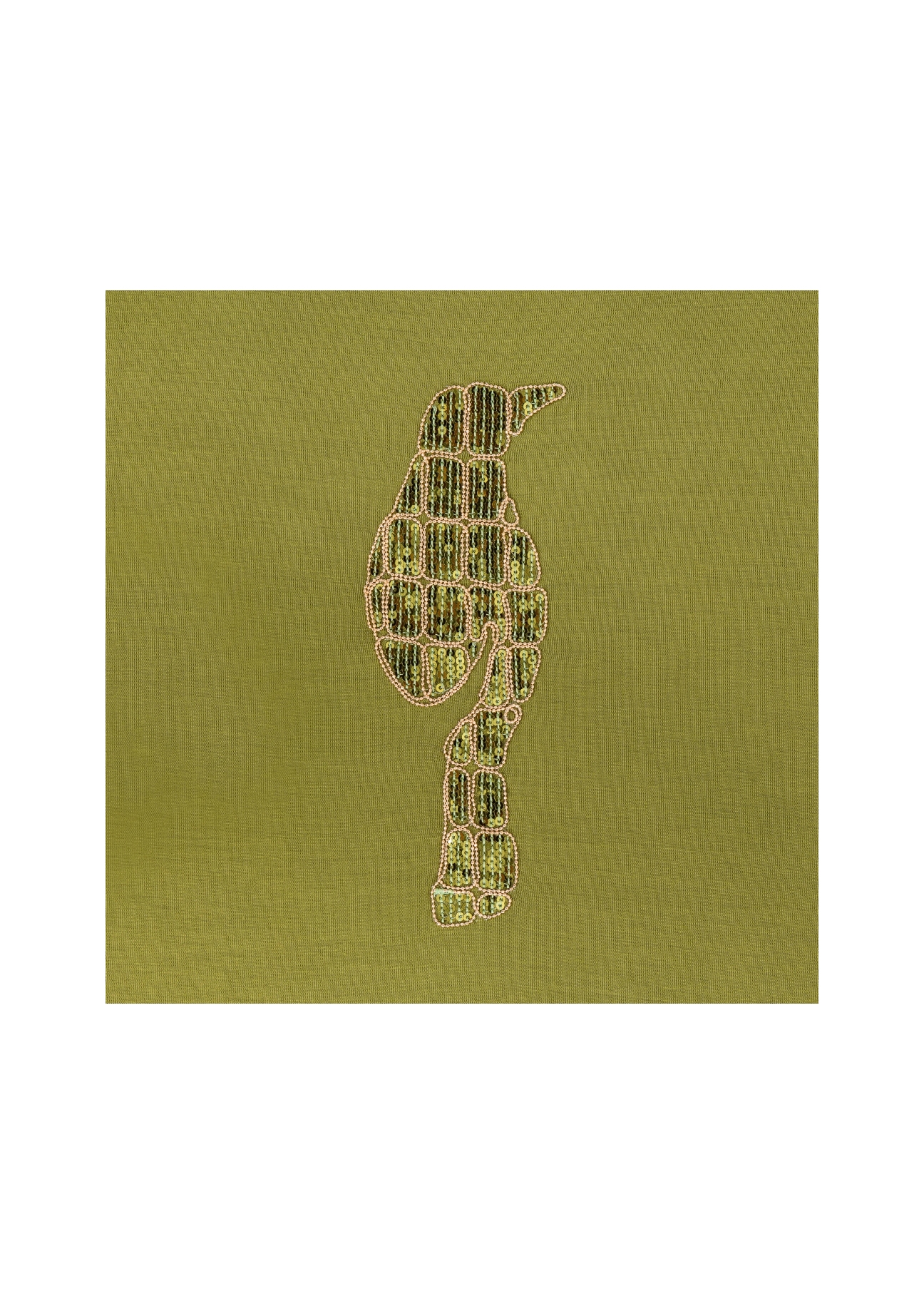 Women's khaki T-shirt with applique TSHDT-0072-55(Z21)-03
