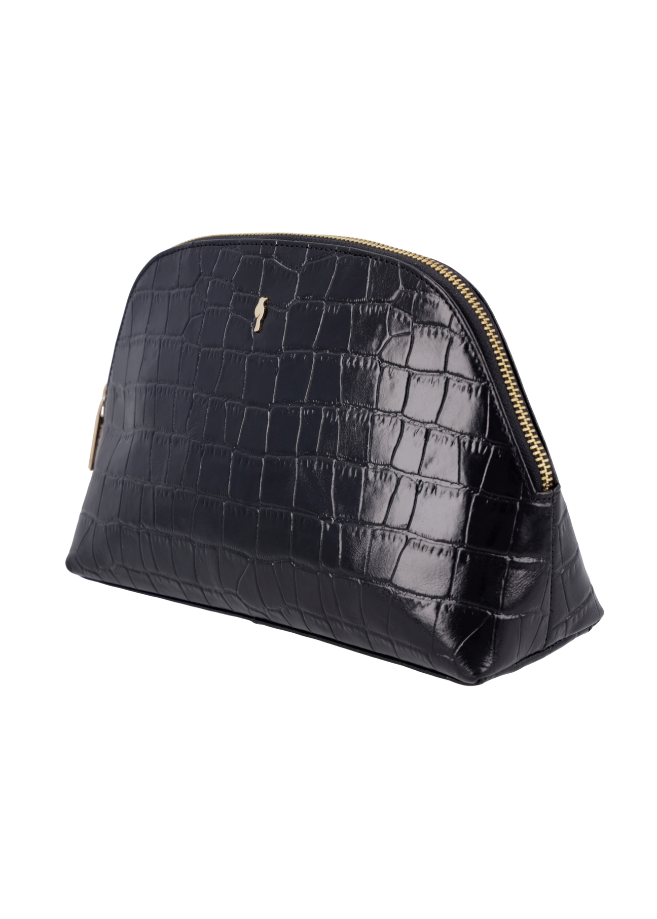 Croco leather women's cosmetic bag TORES-1439-9G(Z26), diagonal product view on white background.