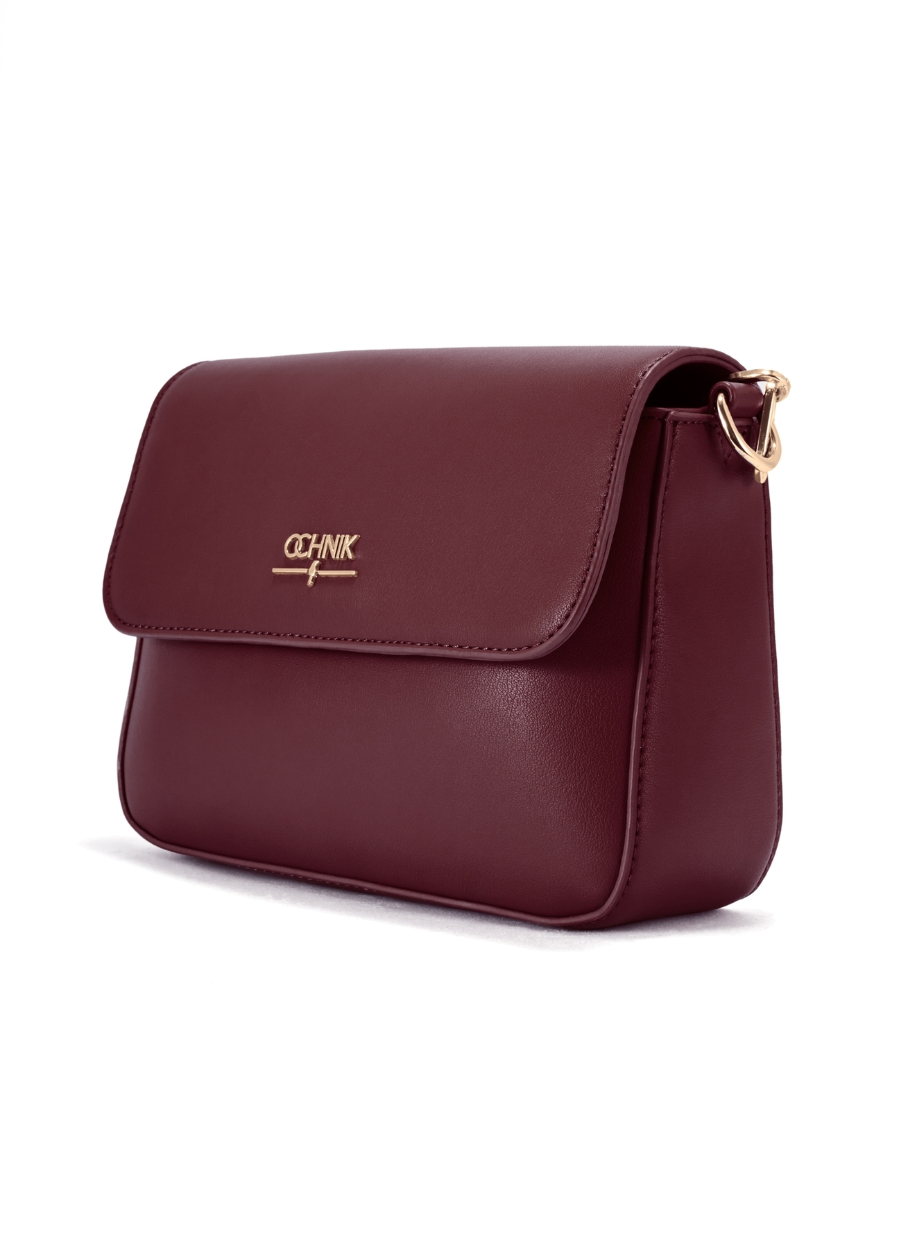 Burgundy women's messenger bag with chain TOREC-0767 C-49(Z 25), diagonal product view on a white background.