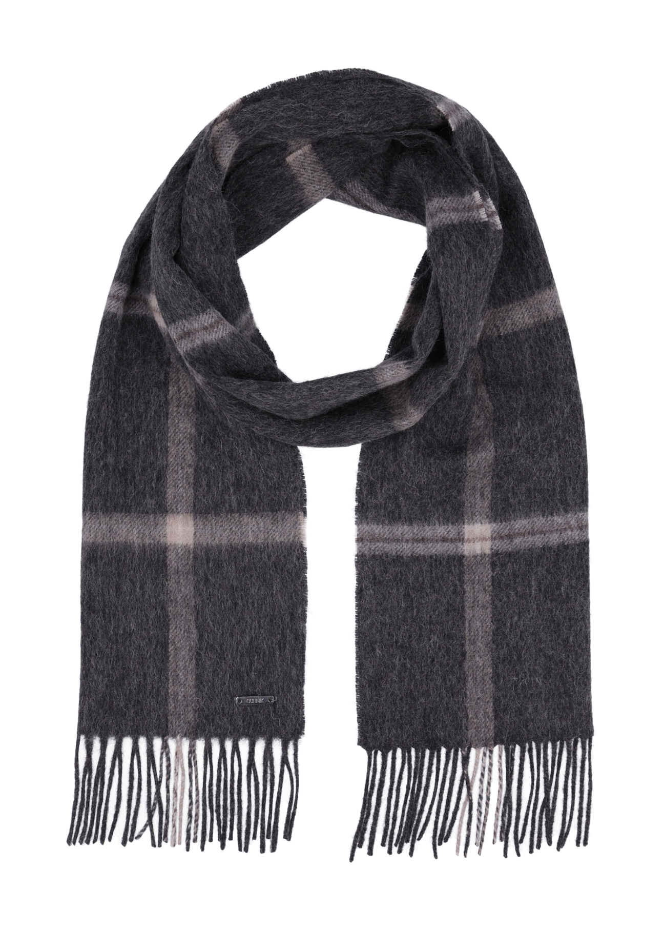 Men's woolen checkered scarf SZAMT-0089-9J(Z26), front product view on white background.