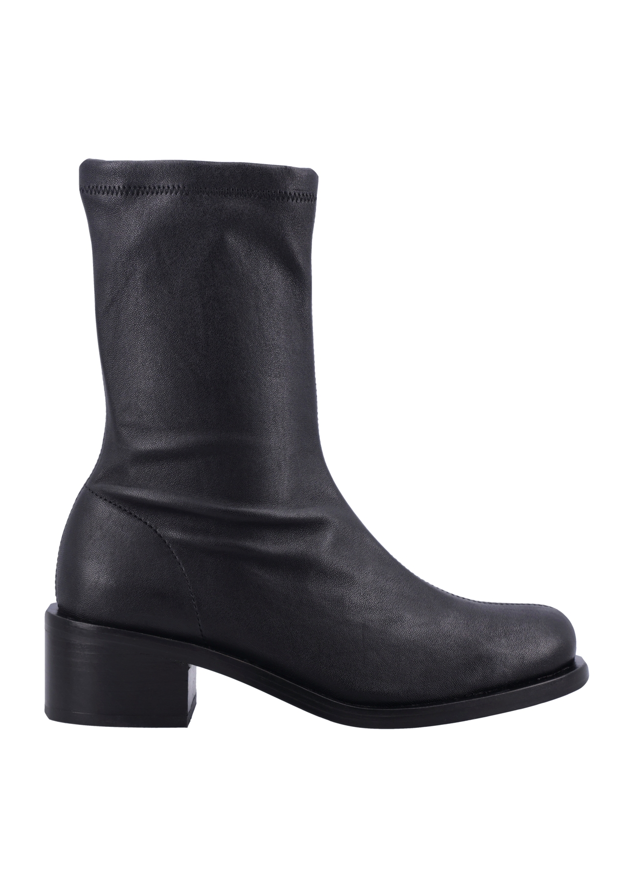Black leather women's ankle boots BUTYD-1360-99(Z26), side view of the product on a white background.
